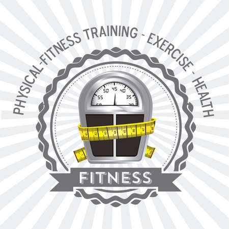 Illustration of Fitness Icons, sports and exercise, caring figure and health, vector illustrationのイラスト素材