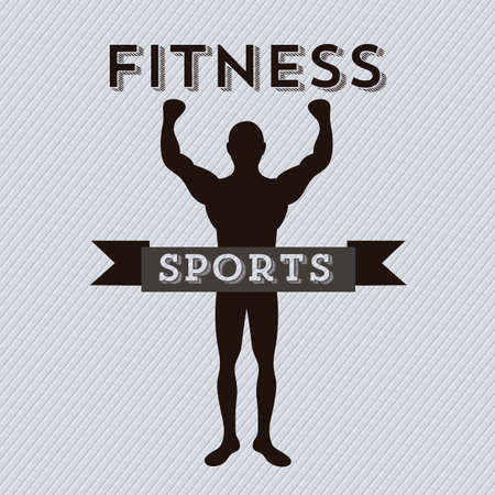 Illustration of Fitness Icons, sports and exercise, caring figure and health, vector illustrationのイラスト素材