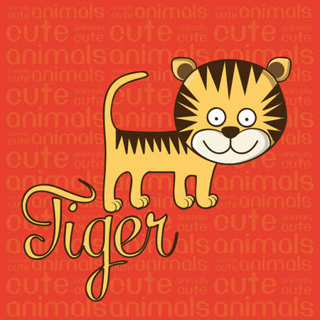 Illustration of Cute Animals. Tiger illustration. vector illustrationのイラスト素材
