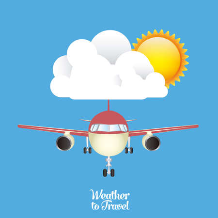 Illustration of airplane icons. Weather for flying. vector illustrationのイラスト素材