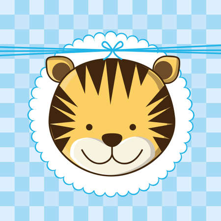 Illustration of  invitation with a cute tiger. vector illustrationのイラスト素材