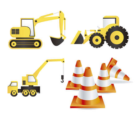 Illustration of Construction Equipment, Construction Icons, Site, worker, tools illustrationのイラスト素材