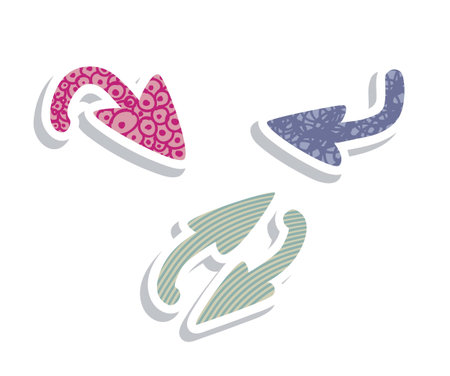 Illustration of arrow icons, in differents shapes and colors, vector illustration