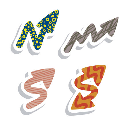 Illustration of arrow icons, in differents shapes and colors, vector illustrationのイラスト素材