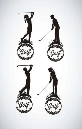 Illustration of golf icons, illustrations of sports and games, vector illustrationのイラスト素材