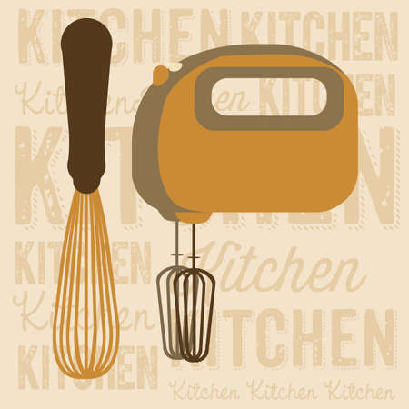 Illustration of kitchen appliances. illustration of  a hand mixer and an electric mixer. vector illustrationのイラスト素材