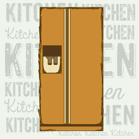 Illustration of kitchen appliances. illustration of a large fridge. vector のイラスト素材
