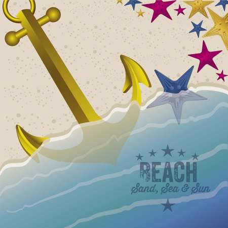 Illustration of beach. Arena, summer vacation on the beach, vector illustrationのイラスト素材