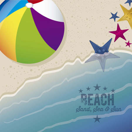 Illustration of beach. Arena, summer vacation on the beach, vector illustrationのイラスト素材