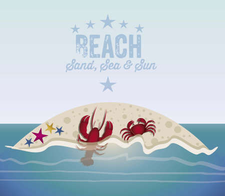 Illustration of beach. Arena, summer vacation on the beach, vector illustrationのイラスト素材