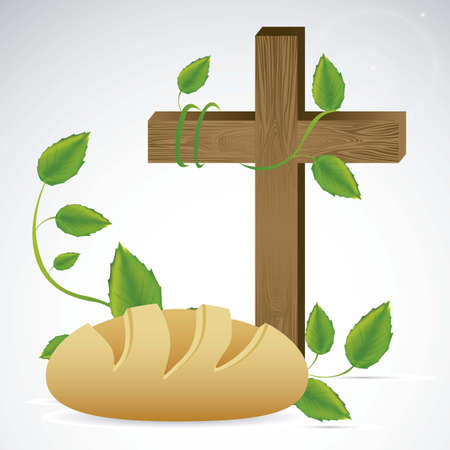 Illustration of Jesus Christ, Eucharist and the sacrament of communion, vector illustrationのイラスト素材