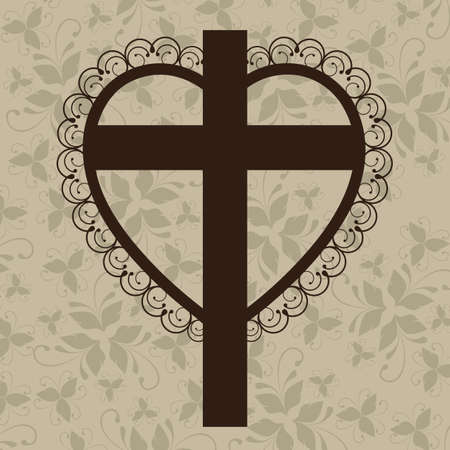 Religious Illustration, Cross of Our Lord Jesus Christ with marriage, vector illustrationのイラスト素材