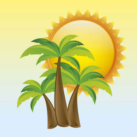 Illustration of beach. summer vacation on the beach, vector illustrationのイラスト素材