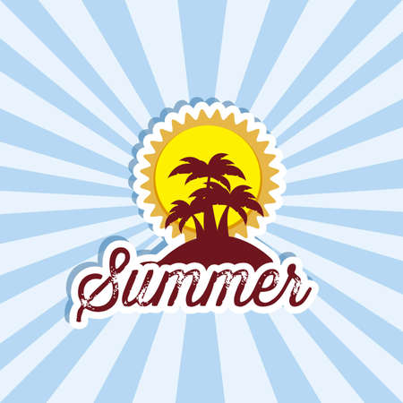 Illustration of beach. summer vacation on the beach, vector illustrationのイラスト素材