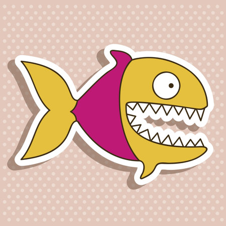 illustration of icons of fish, aquatic animalsのイラスト素材