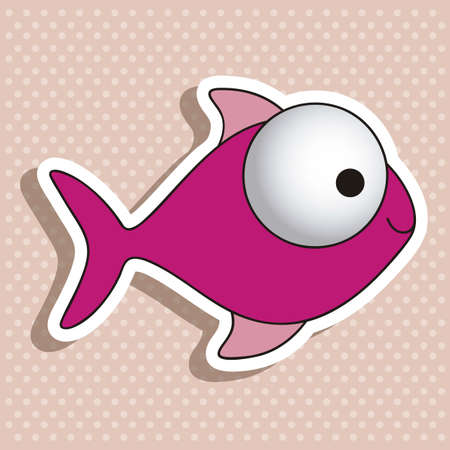 illustration of icons of fish, aquatic animalsのイラスト素材