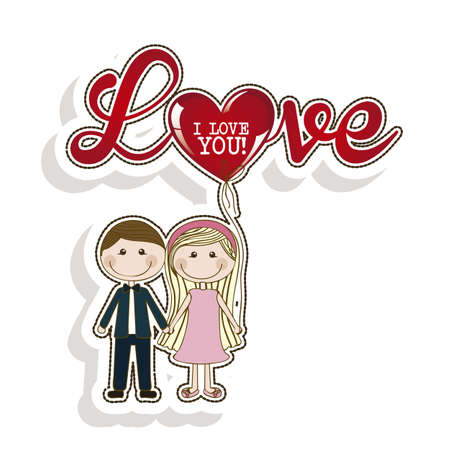 Illustration of couple in love, datingのイラスト素材