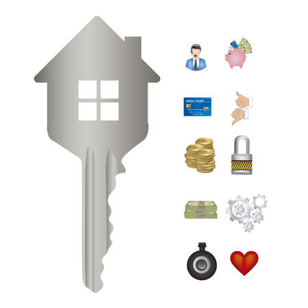 Illustration of real estate icon, conceptual icon with house, vector illustrationのイラスト素材