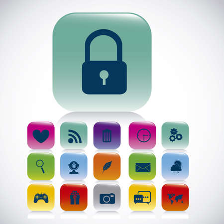 Illustration of icons of applications in the cloud, app icons, vector illustrationのイラスト素材