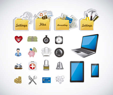 Illustration of icons of applications, app icons, vector illustrationのイラスト素材