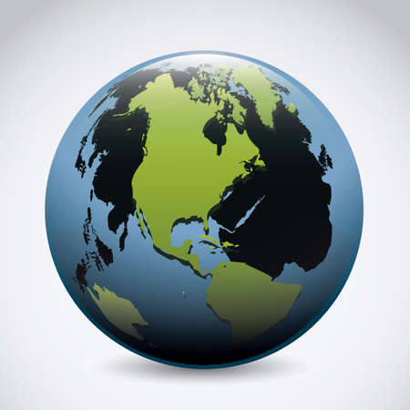 Illustration of planet earth icon and sphere, vector illustrationのイラスト素材