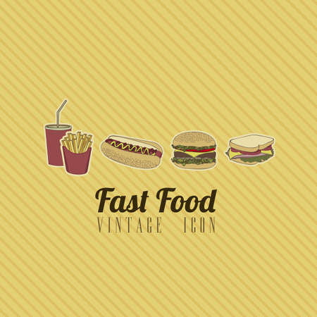 Illustration of fast food vintage, retro style, vector illustrationのイラスト素材