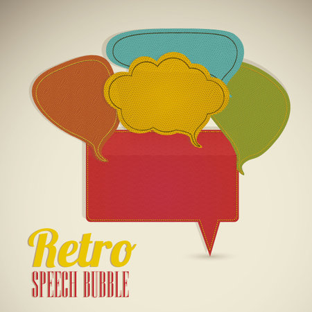 Illustration of text balloons,  retro style and color, vector illustrationのイラスト素材