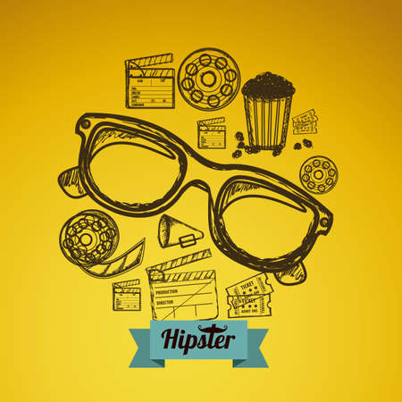 Illustration of style hipster, hipster culture and community, vector illustrationのイラスト素材