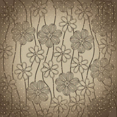 Illustration of pattern of flowers in vintage or retro style, vector illustrationのイラスト素材
