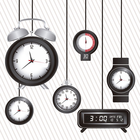 Illustration of clock and time icons, illustrationのイラスト素材