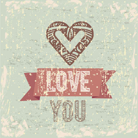 I love you card over  vintage backgroundのイラスト素材