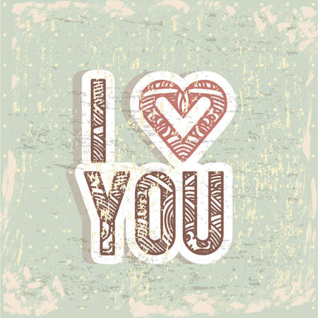 I love you card over vintage backgroundのイラスト素材