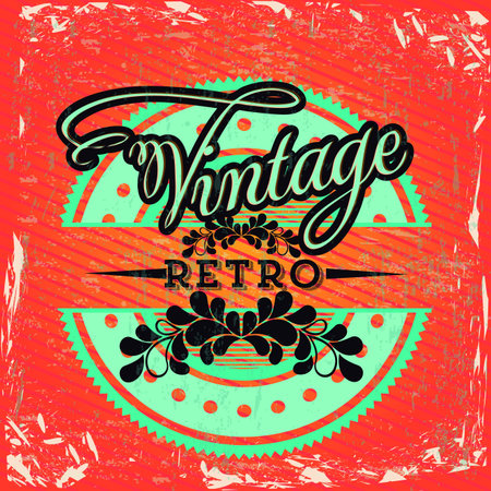 Vintage seal over orange grunge background illustrationのイラスト素材