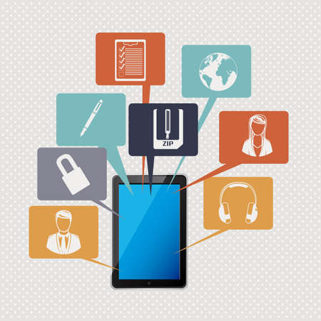 Cellphone and communication icon over white background illustration のイラスト素材