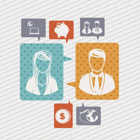 Social media icons with people over white background illustrationのイラスト素材