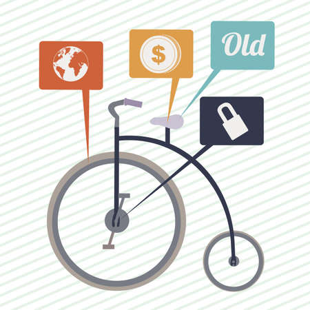 antique bicycle over grunge background illustration のイラスト素材
