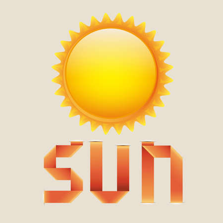 sun and ribbon over cream background illustration のイラスト素材