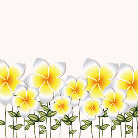 orchid garden over white background illustration のイラスト素材