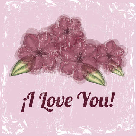 i love you flower design over pink background vector illustration のイラスト素材