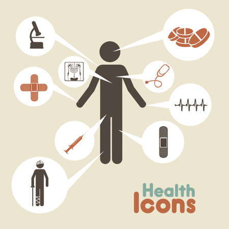 health icons over cream background vector illustration のイラスト素材