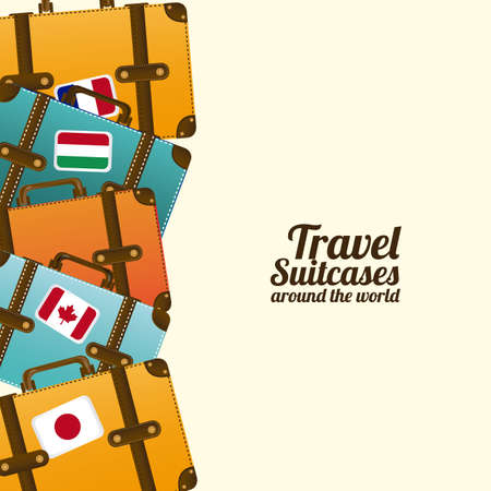 travel suit cases  over white background vector illustration のイラスト素材