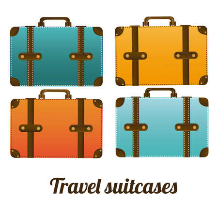 travel sitcases over white background vector illustration のイラスト素材