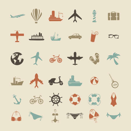 travel icons over beige background vector illustration のイラスト素材