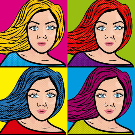 women comics over white background vector illustration のイラスト素材