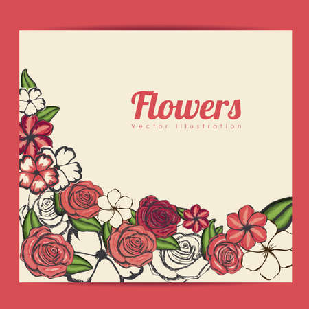 flowers frame over green background vector illustration のイラスト素材