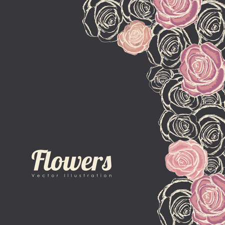 roses  frame over green background vector illustration のイラスト素材