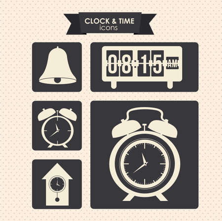 clock and time icons over dotted background vector illustration のイラスト素材