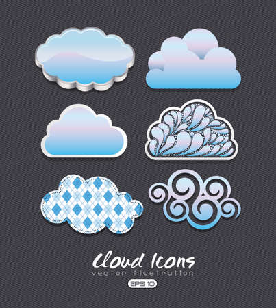 cloud icons over black background illustration のイラスト素材