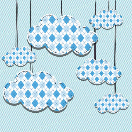cloud design over lines background illustration のイラスト素材