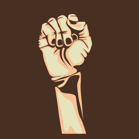 fist design over brown background
